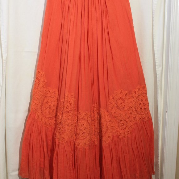 Orange Bi-level Peasant skirt SZ S - Picture 3 of 4
